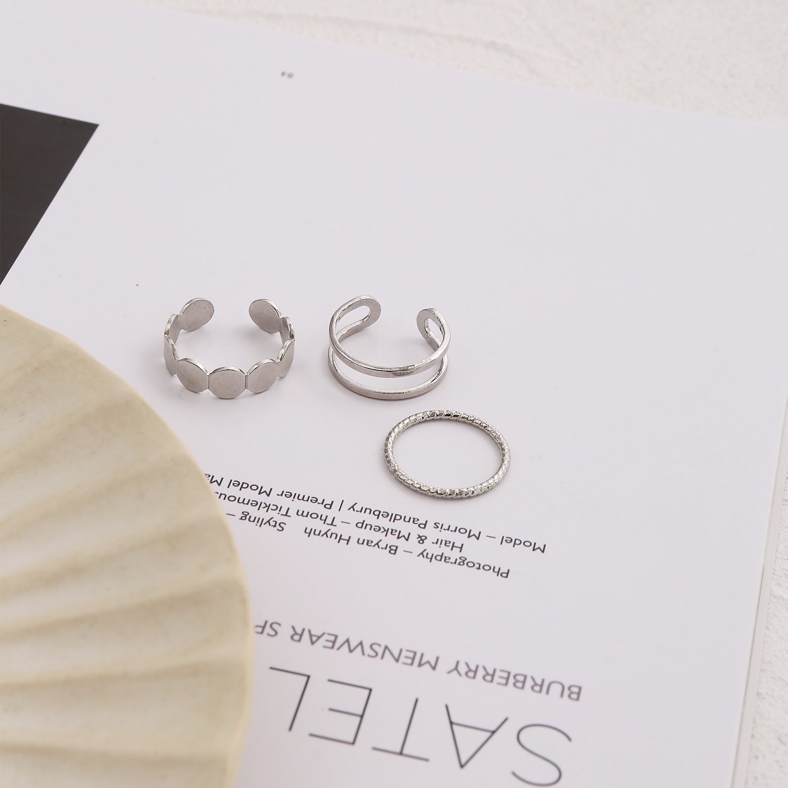 Damen Ringen-Set mit kunstvollen Herz- und minimalistischen Designs Shop Nory