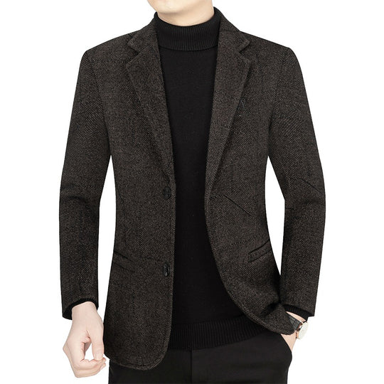 Herren Slim-Fit Sakko aus strukturiertem Wollmix mit leichter Halbfütterung und Zweiknopf-Silhouette Shop Nory