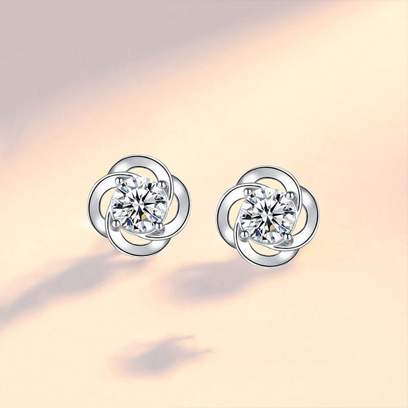 Damenohrringe mit elegantem Blumenmotiv und funkelnden Kristallen Shop Nory
