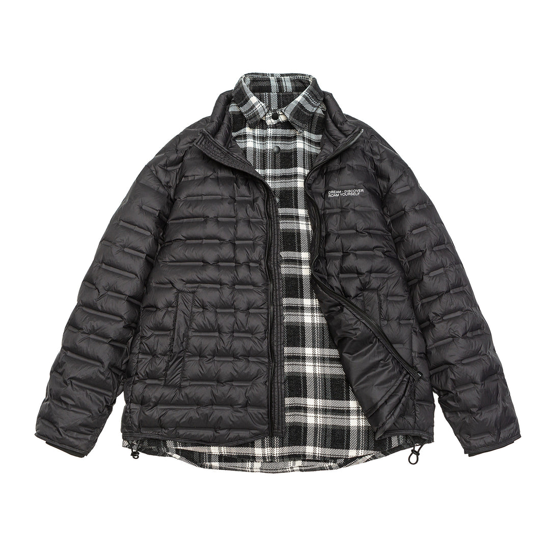 Herren Leichte gesteppte Hybridjacke mit kariertem Innenfutter und Tunnelzug Shop Nory