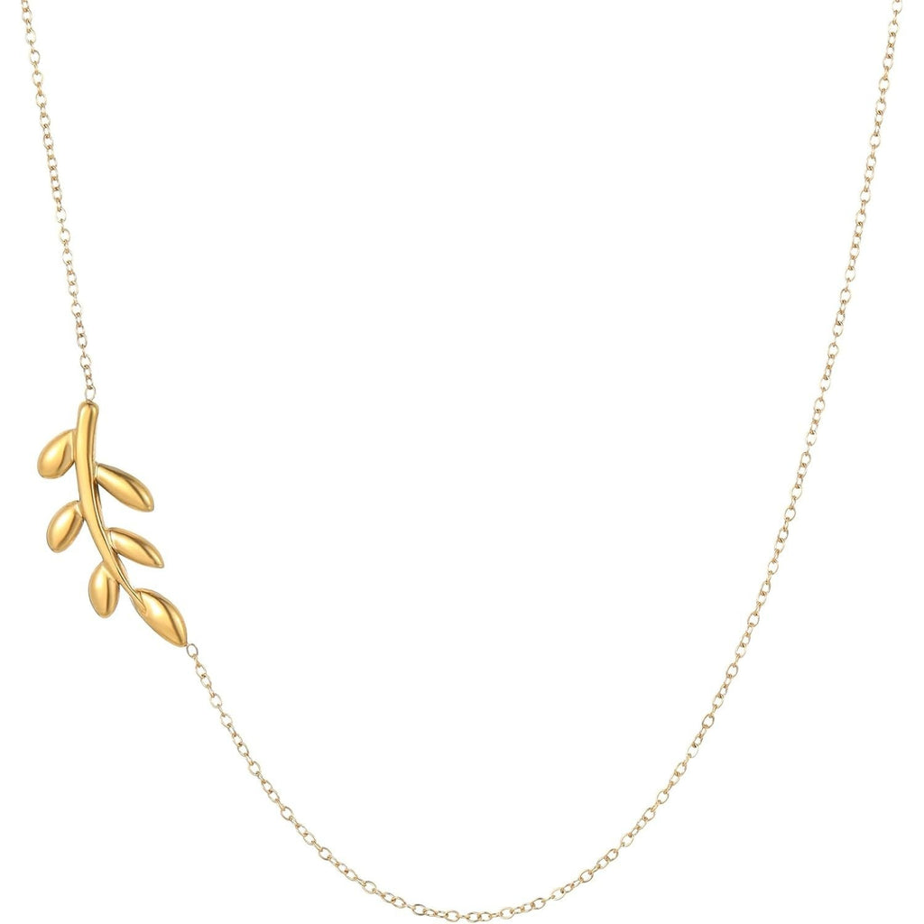 Damen Halskette mit stilvollem Pflanzenmotiv und feiner Gliederkette Shop Nory