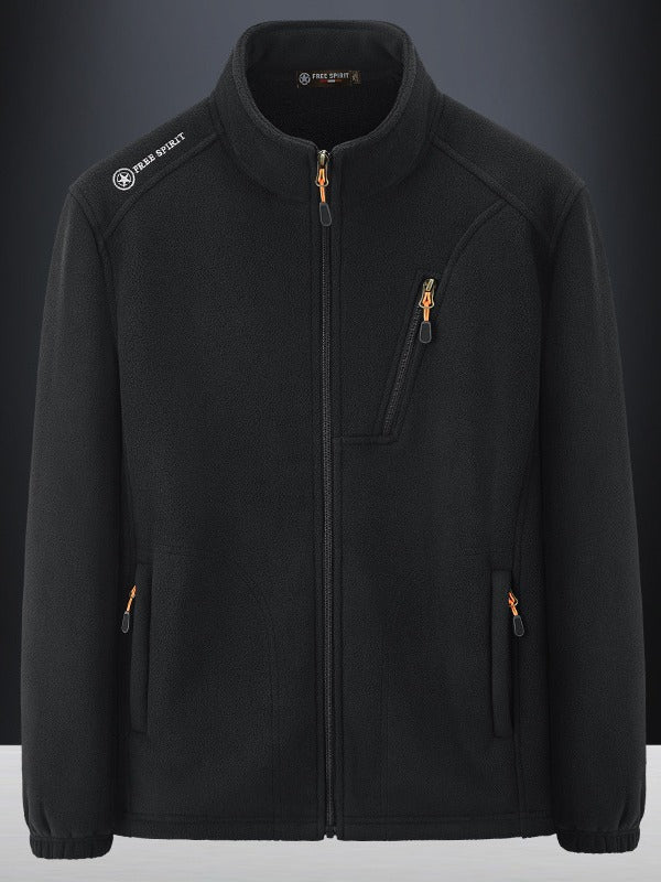 Herren Warme Microfleece-Outdoorjacke mit Brustreißverschluss, Seitentaschen und Stehkragen Shop Nory