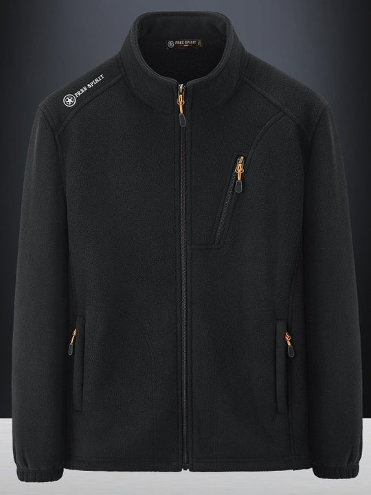 Herren Warme Microfleece-Outdoorjacke mit Brustreißverschluss, Seitentaschen und Stehkragen Shop Nory
