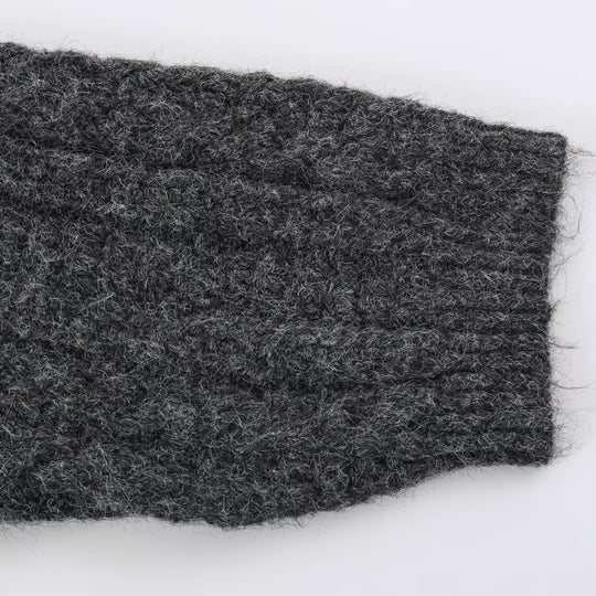 Damen Grobgestrickter Oversize-Pullover mit hohem Rollkragen und Zopfmuster Shop Nory