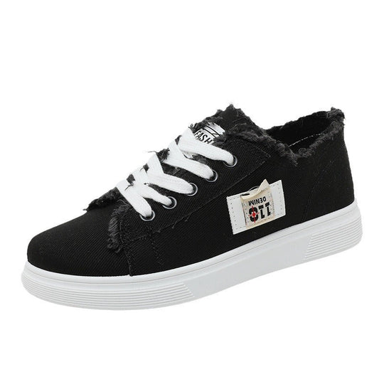 Damen lässige Sneaker mit modischem Used-Look und elastischem Schnürsystem
