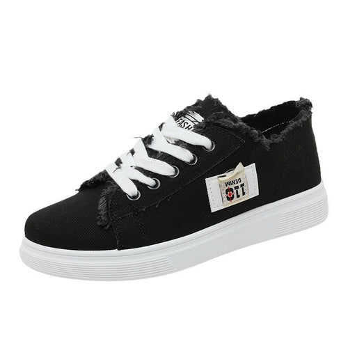 Damen lässige Sneaker mit modischem Used-Look und elastischem Schnürsystem