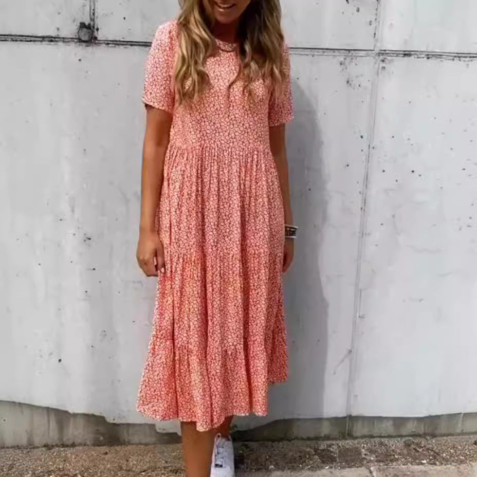 Damen Midi-Kleid mit zartem Blütenmuster und luftiger Silhouette