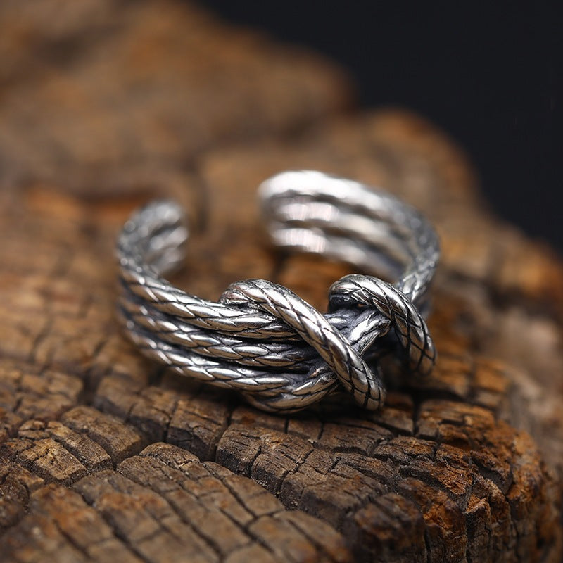 Damen Offener Ring mit kunstvollem Zopfmuster Shop Nory