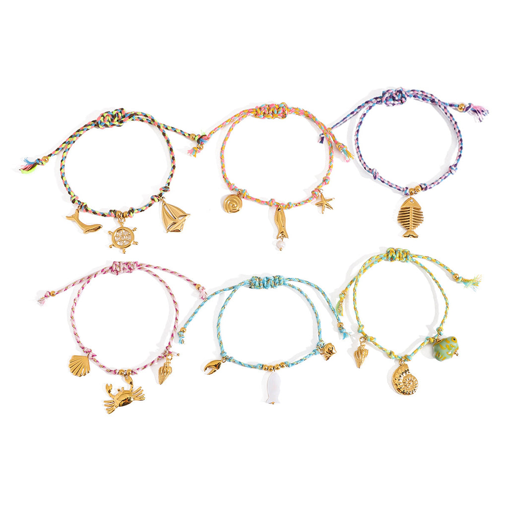 Damen Armband mit maritime Motiven aus hypoallergenem Edelstahl und geflochtenem Design Shop Nory