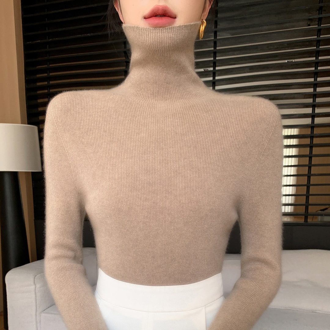 Damen Schlanker Feinstrickpullover mit hohem Rollkragen und feiner Rippstruktur Shop Nory