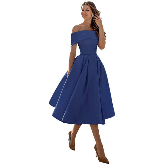 Legere Mode Satin Cocktailkleid Ohne Träger