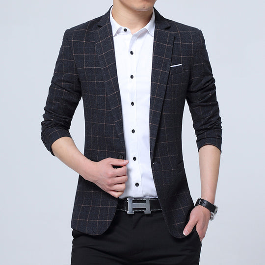 Herren Karierter Slim-Fit Sakko im Business-Casual Stil Shop Nory
