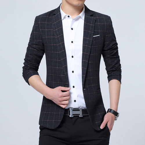 Herren Karierter Slim-Fit Sakko im Business-Casual Stil Shop Nory