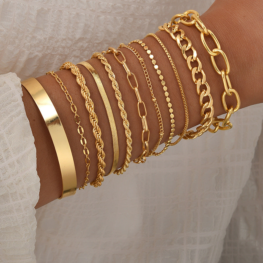 Damen modisches Armband-Set mit vielseitigen Kettenstrukturen und elegantem Design Shop Nory
