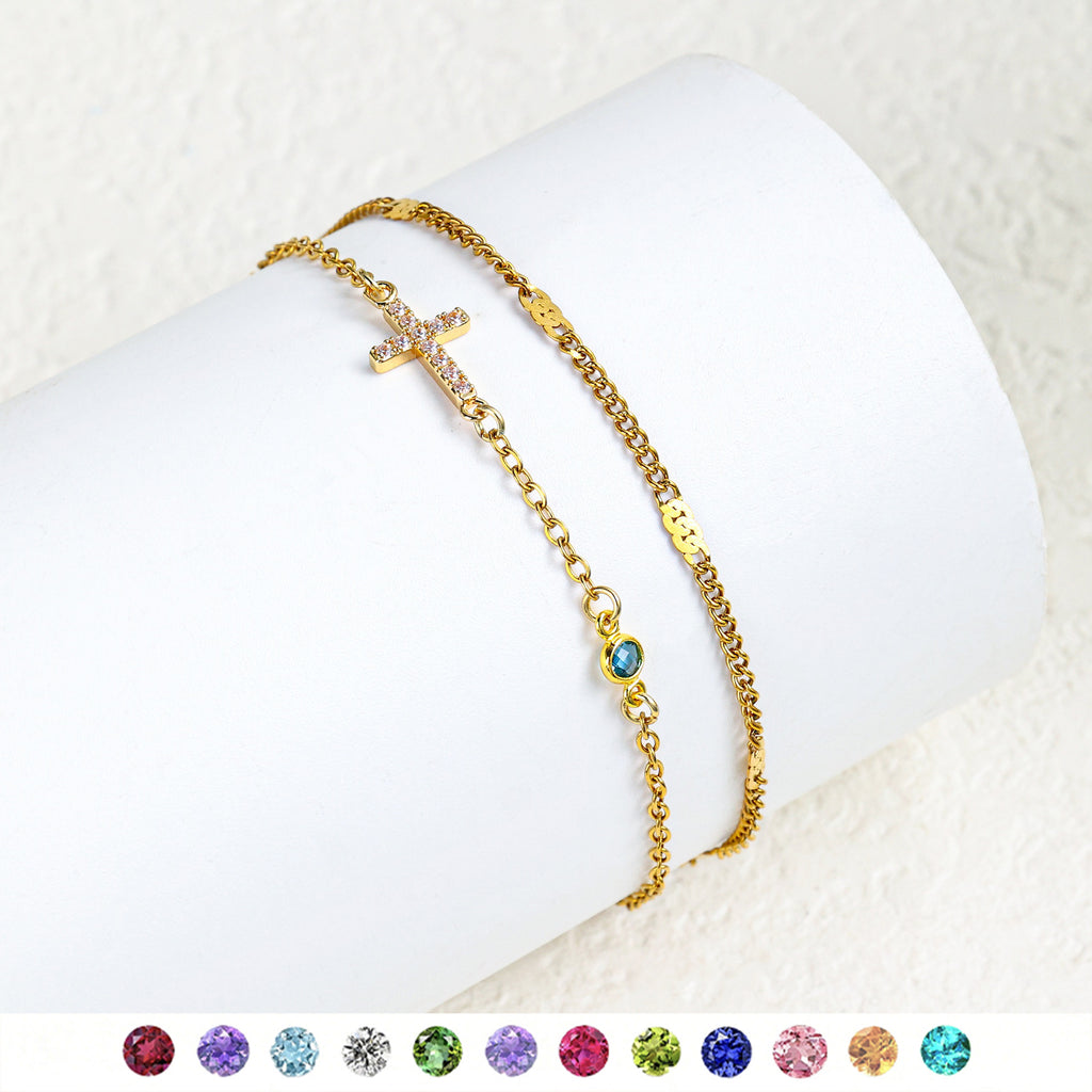 Damenarmband mit christlichem Kreuz und funkelnden Strasssteinen Shop Nory