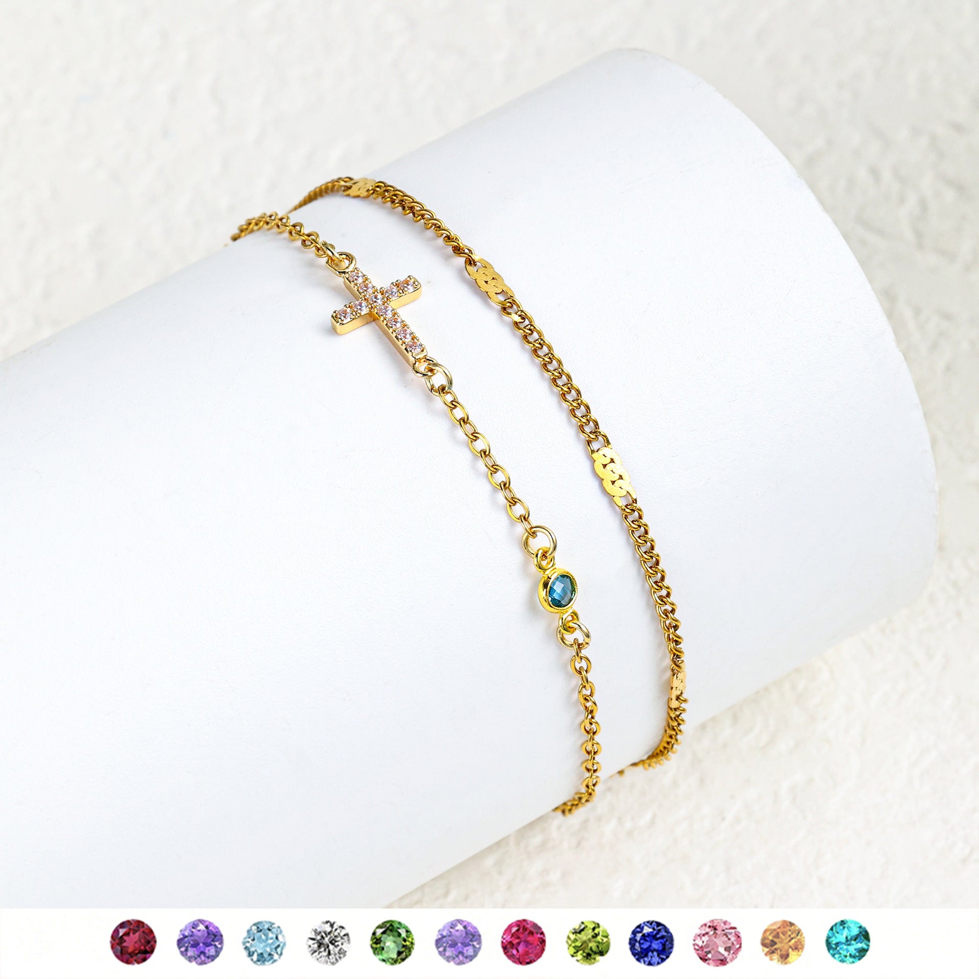 Damenarmband mit christlichem Kreuz und funkelnden Strasssteinen Shop Nory