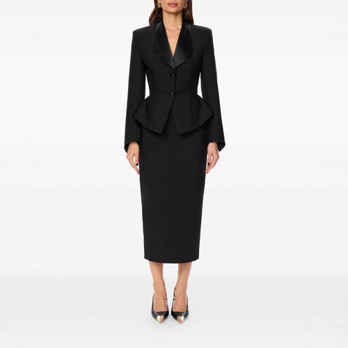 Damen Taillierter Blazer mit Schößchen Satin‑Schalkragen und schlanker Silhouette Shop Nory