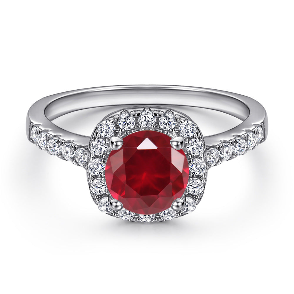 Damen Verlobungsring mit elegantem quadratischem Aquamarin und Zirkonia-Besatz Shop Nory