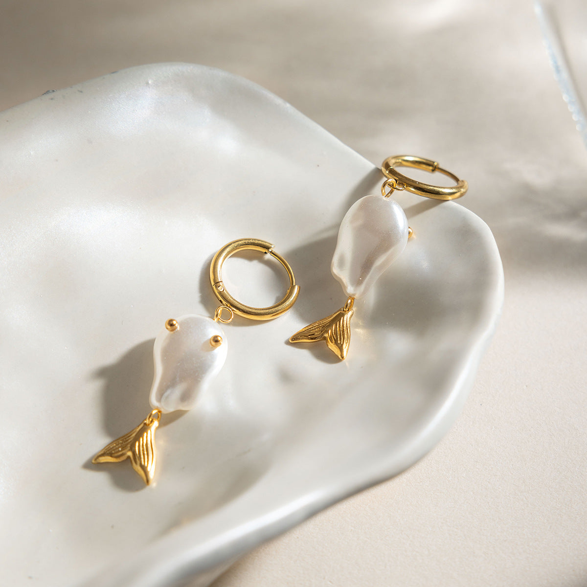 Damen Ohrhänger im eleganten Muscheldesign mit hypoallergenen Eigenschaften Shop Nory