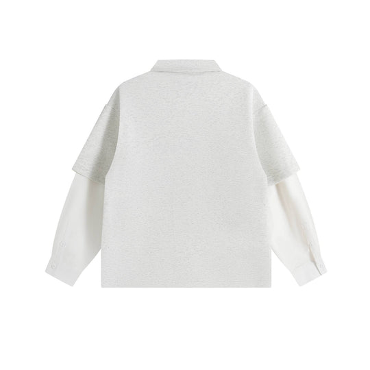 Damen Lagenlook-Sweatshirt mit Polokragen und aufgesetzten Stick-Patches Shop Nory