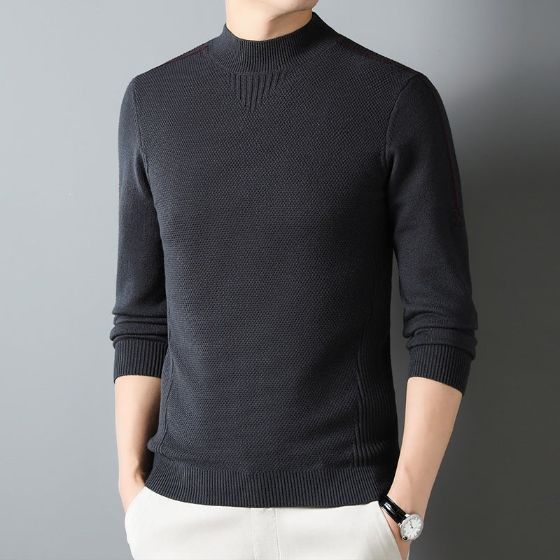 Herren Slim-Fit Strukturierter Feinstrickpullover mit kurzem Schlauchkragen und gerippten Säumen Shop Nory