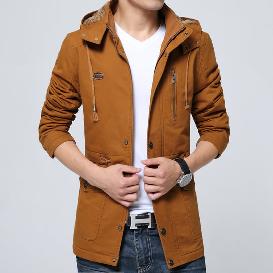 Herren Kapuzenparka mit Teddyfutter, Utility-Taschen und Kordzug Shop Nory