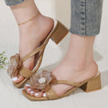 Damen elegante Mules mit floralen Applikationen