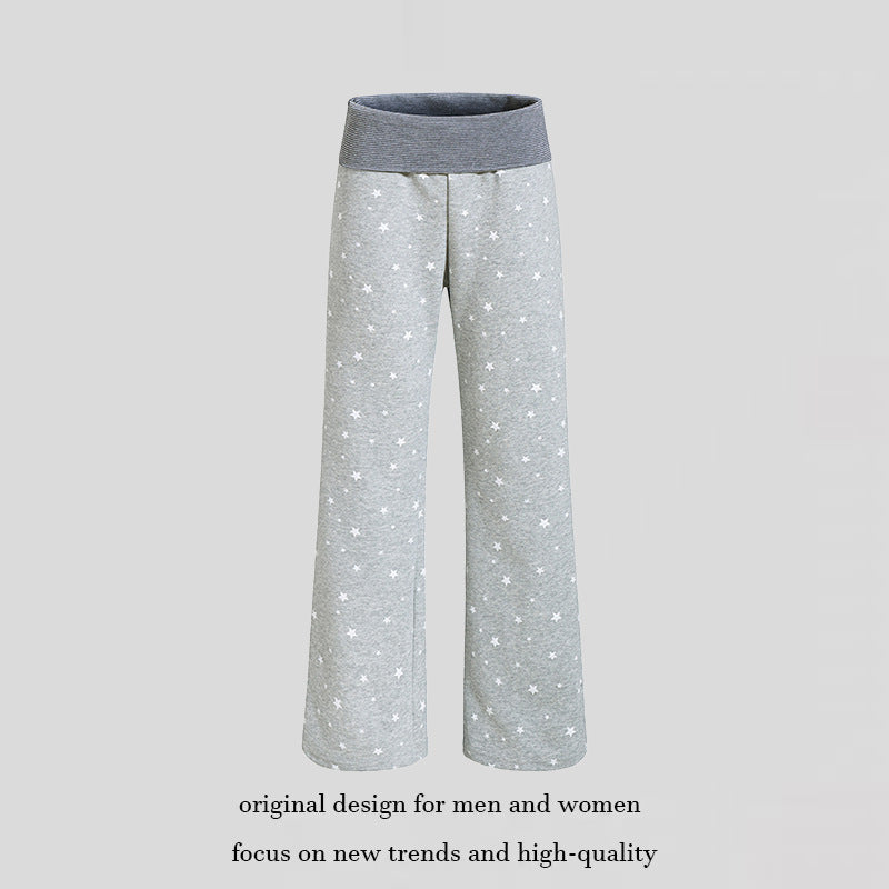 Damen Lounge-Hose mit weitem Bein, hohem Rippbund und Sternenprint Shop Nory