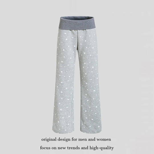 Damen Lounge-Hose mit weitem Bein, hohem Rippbund und Sternenprint Shop Nory