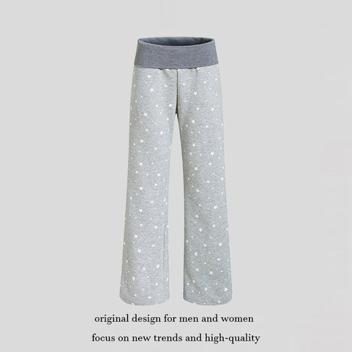 Damen Lounge-Hose mit weitem Bein, hohem Rippbund und Sternenprint Shop Nory