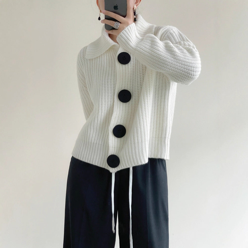 Damen Kuschelige Strickjacke mit großen Knöpfen Shop Nory