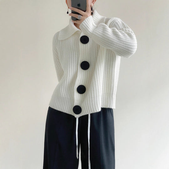 Damen Kuschelige Strickjacke mit großen Knöpfen Shop Nory