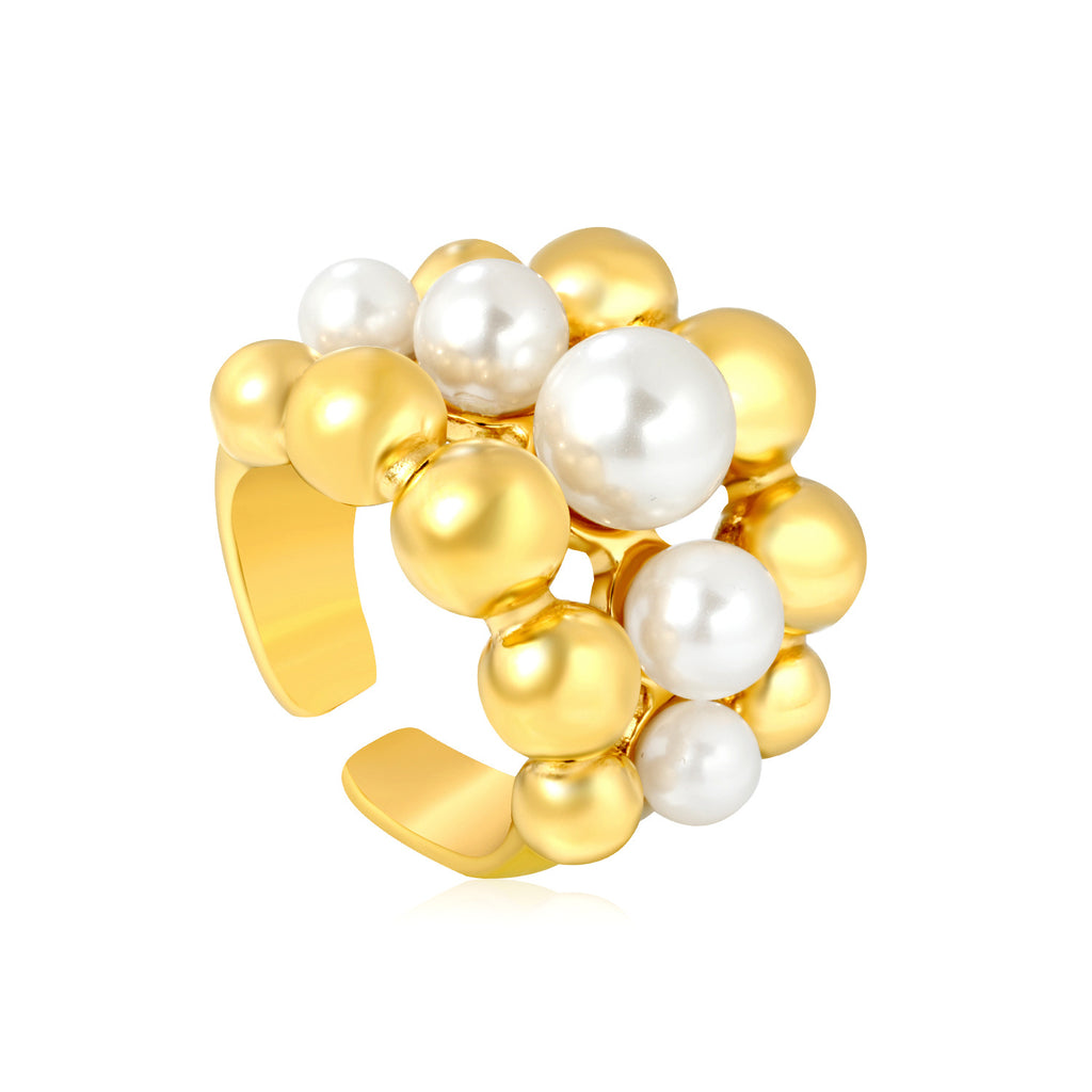 Damen Ring mit kunstvollem Perlen-Design und edler Goldoberfläche Shop Nory