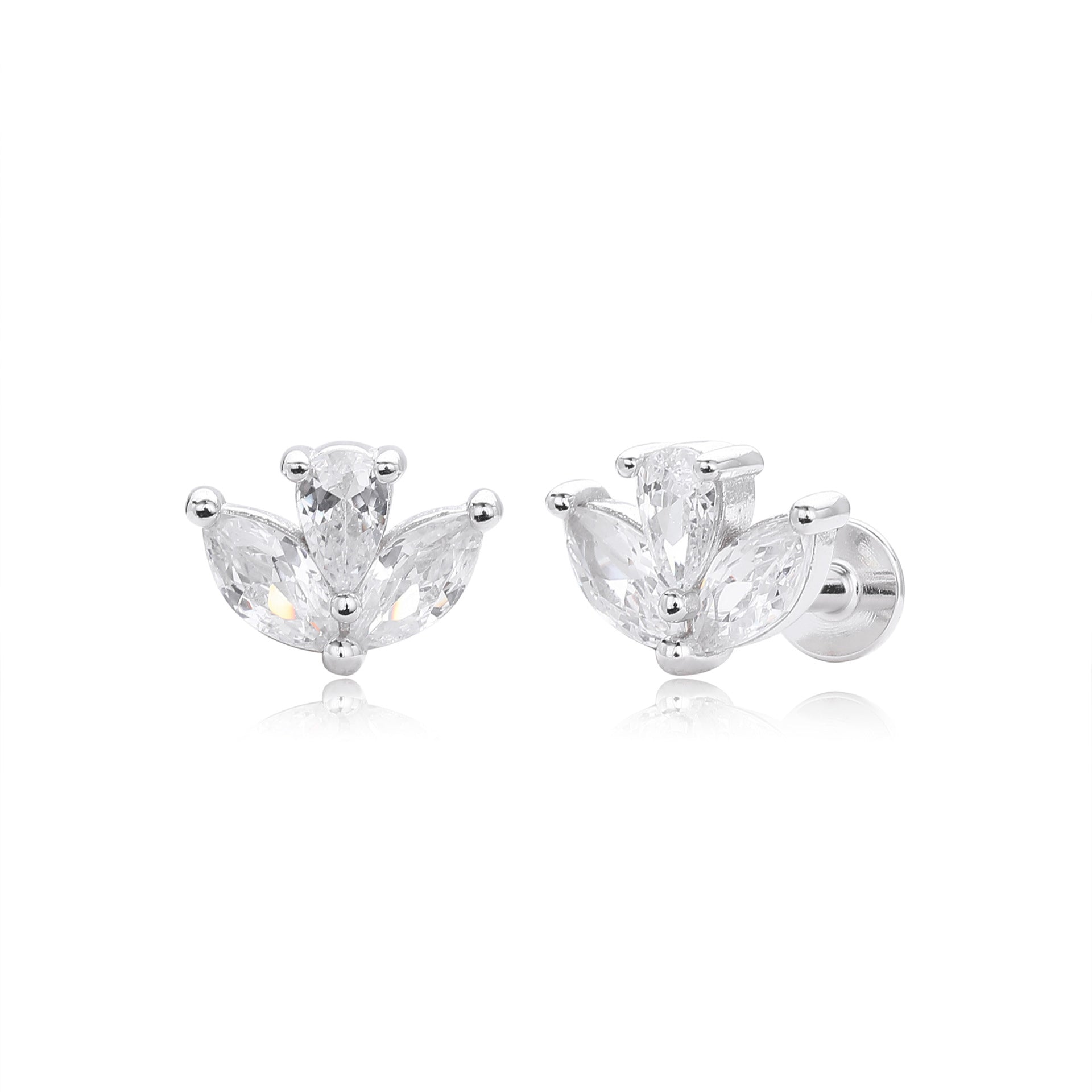 Damen Ohrstecker mit funkelndem Zirkon in elegantem Blumenmotiv Shop Nory