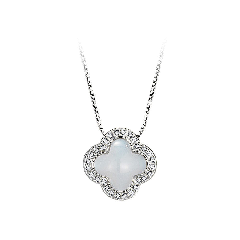 Damen Halskette mit funkelndem blütenförmigen Anhänger und hochwertigem Zirkonia-Besatz Shop Nory