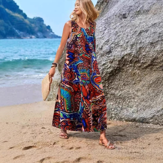 Damen Maxikleid mit einzigartigen Schmetterlingsdruck