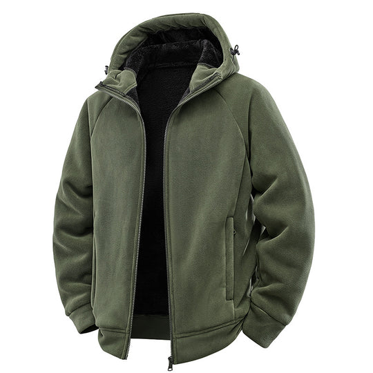 Herren Gefütterte Kapuzen-Fleecejacke mit Teddyfutter und durchgehendem Reißverschluss Shop Nory