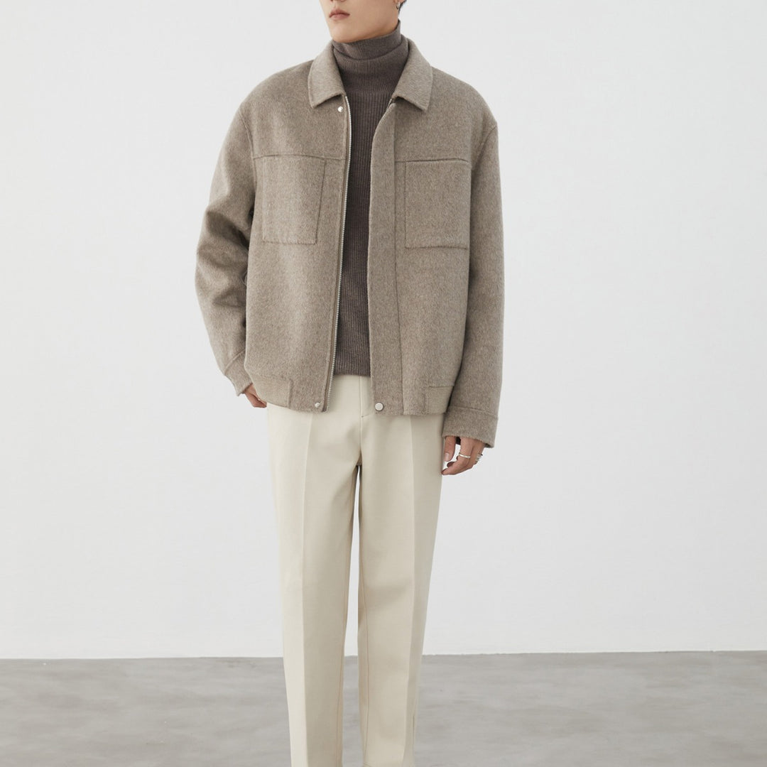 Herren Kurzjacke aus Wollmix mit Kastenform, Brusttaschen und verdecktem Reißverschluss Shop Nory