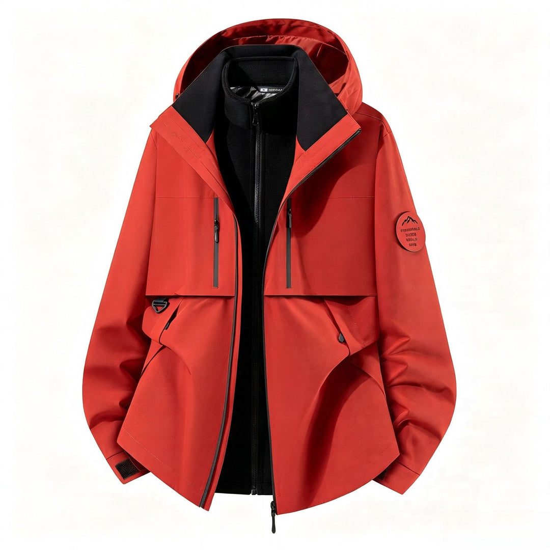 Herren dreilagige Softshell-Outdoorjacke mit herausnehmbarem Fleecefutter und Kapuze Shop Nory