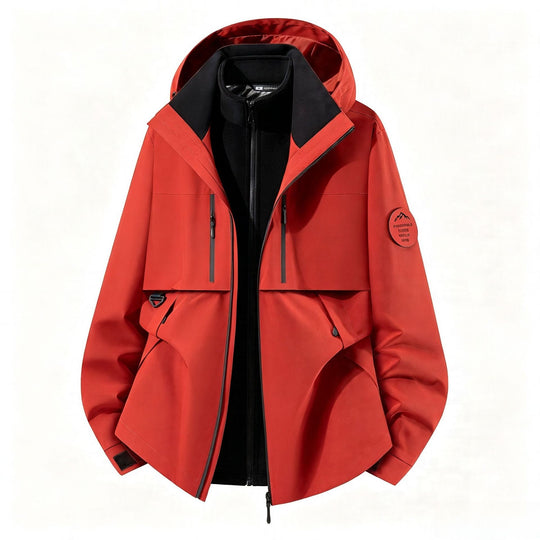 Herren dreilagige Softshell-Outdoorjacke mit herausnehmbarem Fleecefutter und Kapuze Shop Nory