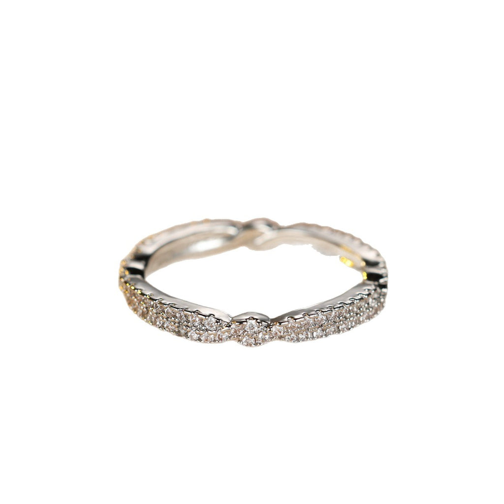 Damen Ring mit funkelnden Zirkonia und exquisitem Wellenmuster Shop Nory