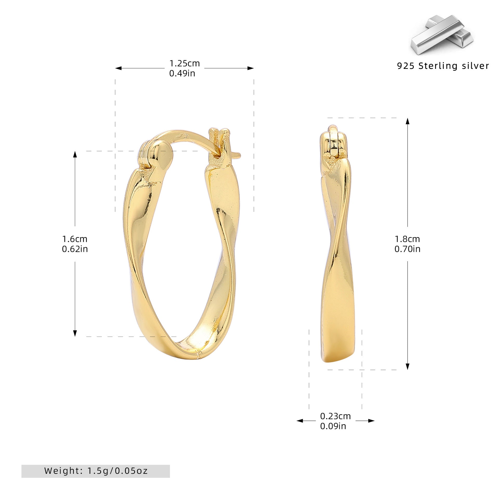Damen Ohrhänger mit elegantem geschwungenem Design aus hochwertigem 925 Sterling Silber Shop Nory