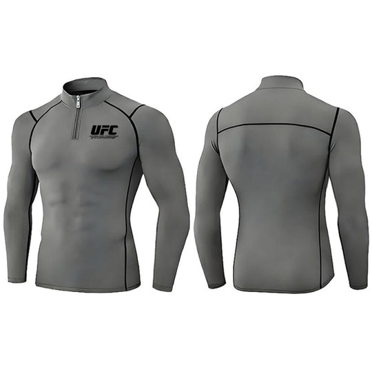 Herren eng anliegendes Kompressionsshirt mit kurzem Reißverschluss und langen Ärmeln Shop Nory