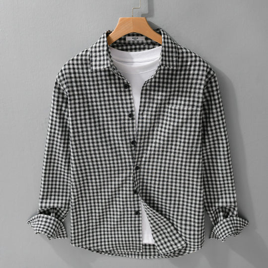 Herren Karo-Lounge-Hemdjacke aus Baumwollmix mit Relaxed-Fit und Button-Down-Front Shop Nory