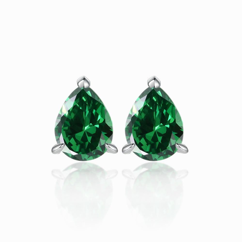 Damen Ohrstecker mit tropfenförmigem Edelstein und hochwertigem Zirkonia-Besatz Shop Nory