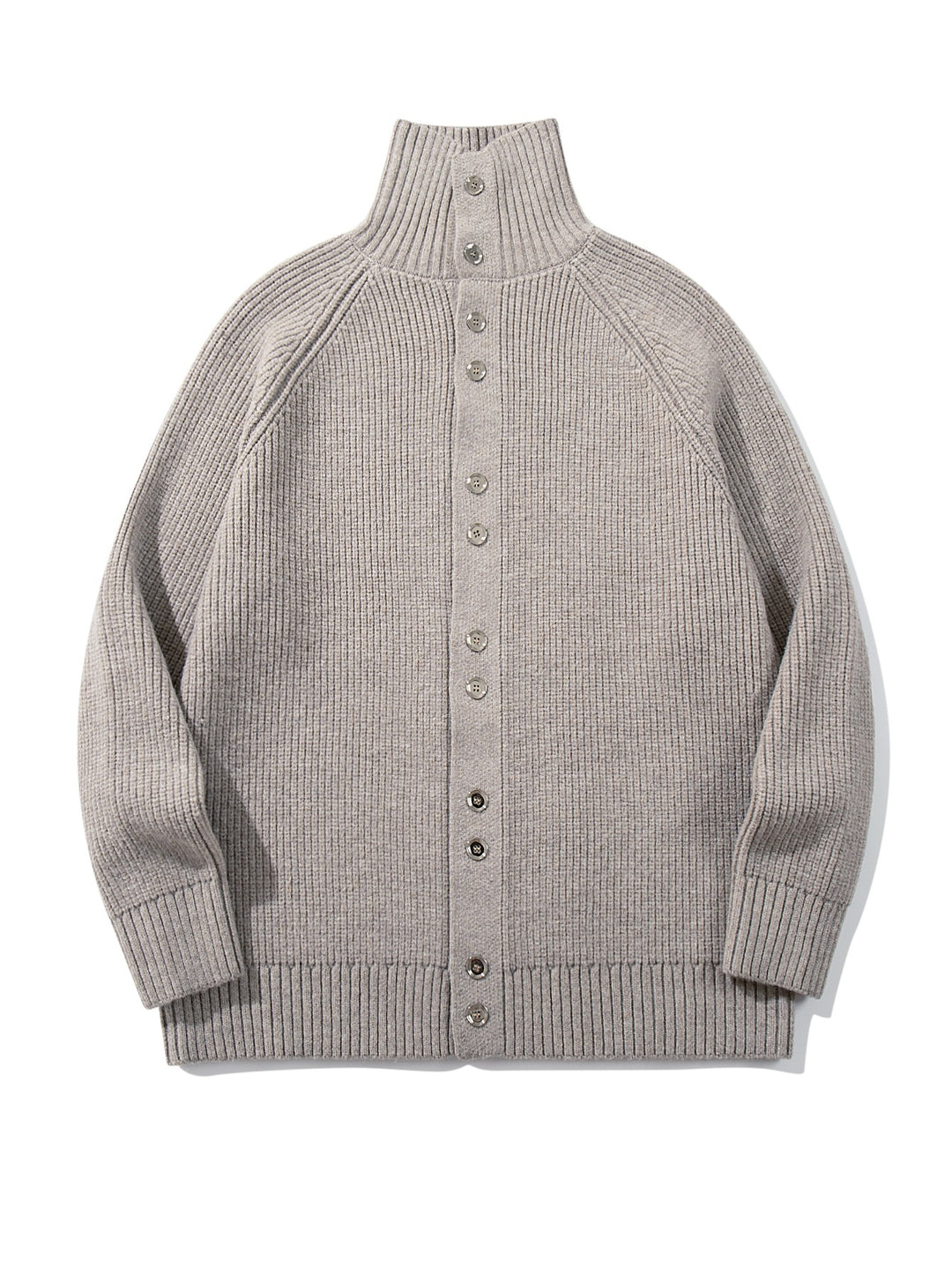 Damen Grobgestrickter Long-Cardigan mit Stehkragen und durchgehender Knopfleiste Shop Nory