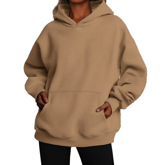 Damen nan Oversize-Kapuzenpullover mit Raglanärmeln, Kängurutasche und weichem Fleece-Innenfutter Shop Nory