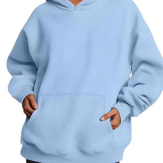 Damen nan extralanger Oversize-Kapuzenpullover im Boxy-Schnitt mit Kängurutasche und geripptem Abschluss Shop Nory