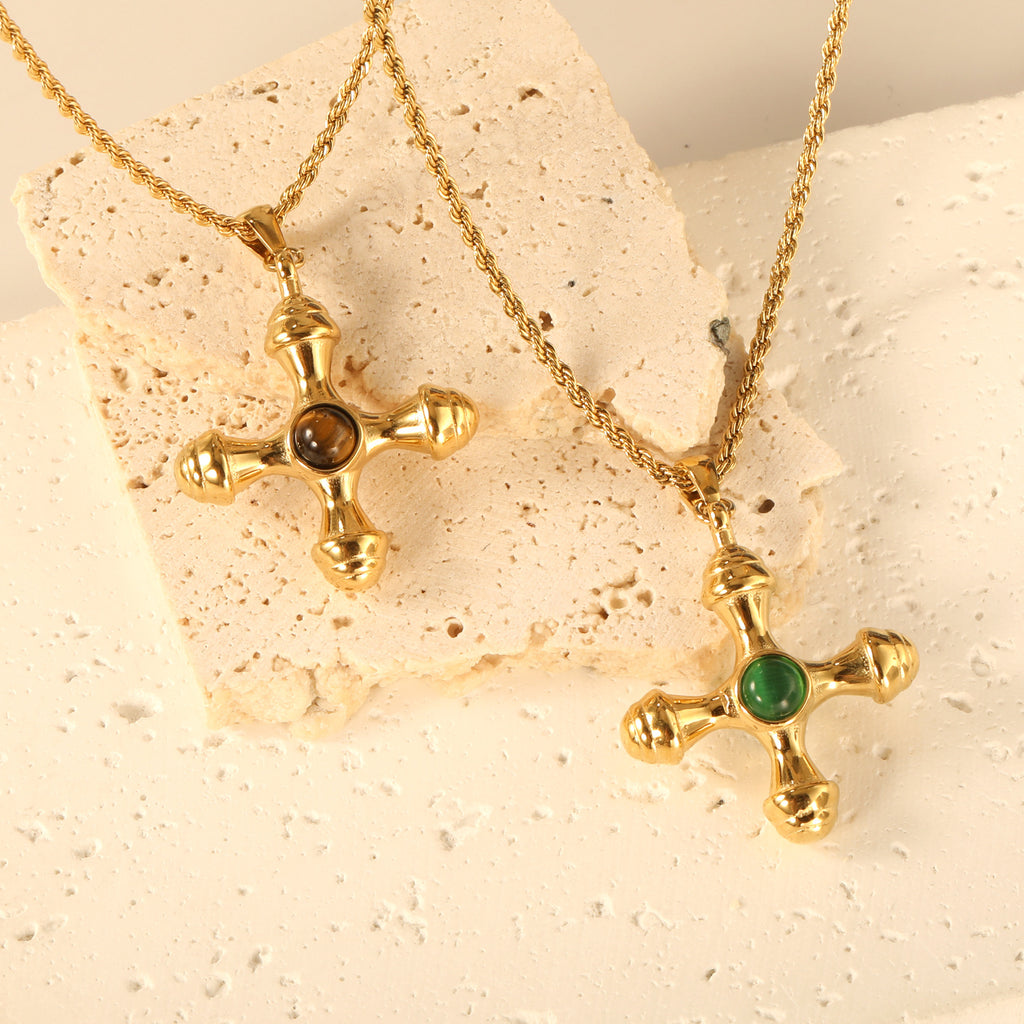 Damen Halskette mit kunstvollem Kreuz-Anhänger und verstellbarer Kette Shop Nory