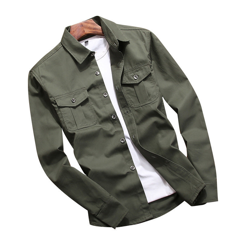 Herren Utility-Overshirt mit Brustpattentaschen und Hemdkragen Shop Nory
